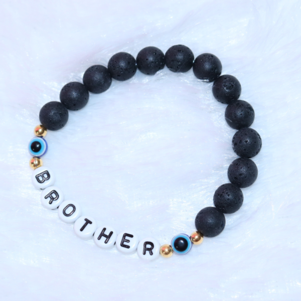 Black Colored Brother Named Evil Eye Bracelet